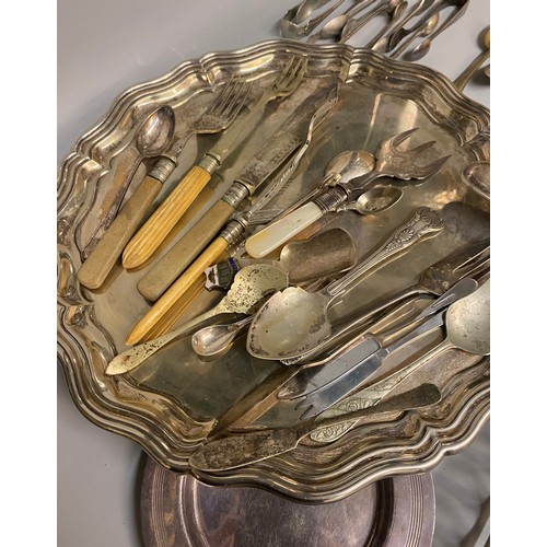 865 - EPNS TOAST RACK, SMALL BOX OF PLATED FLATWARE, AND EPNSSERPENTINE SALVER