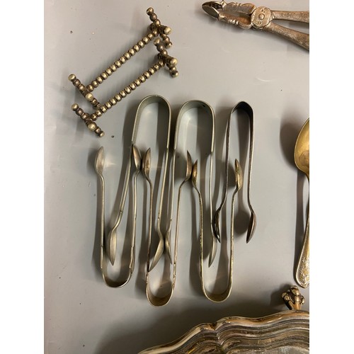 865 - EPNS TOAST RACK, SMALL BOX OF PLATED FLATWARE, AND EPNSSERPENTINE SALVER