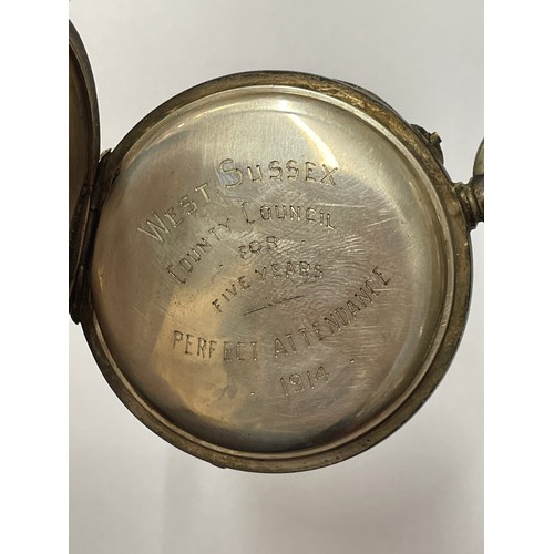 736A - 925 SILVER CASED LEAVER POCKET WATCH