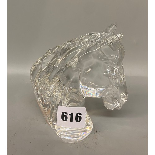 616 - WATERFORD CRYSTAL STALLIONS HEAD PAPERWEIGHT