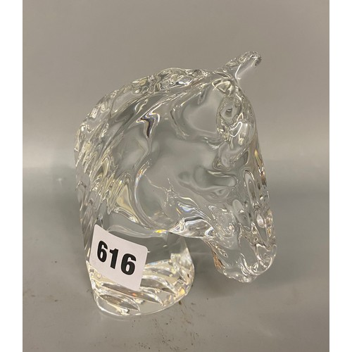 616 - WATERFORD CRYSTAL STALLIONS HEAD PAPERWEIGHT