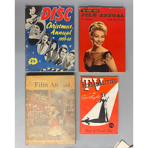 834 - SELECTION OF VINTAGE FILM ANNUALS, AND POP AND CLIFF RICHARD FANZINE, PHOTOGRAPHS AND AUTOGRAPHS