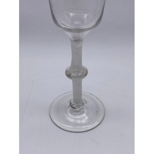 871 - WINE GLASS WITH A WHITE AIR TWIST SINGLE KNOPPED STEM