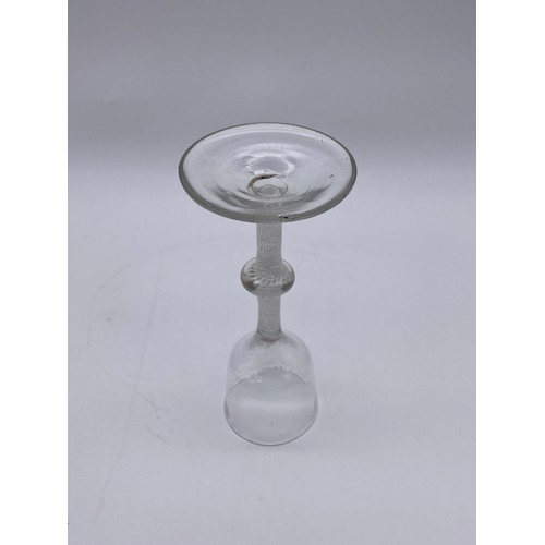 871 - WINE GLASS WITH A WHITE AIR TWIST SINGLE KNOPPED STEM