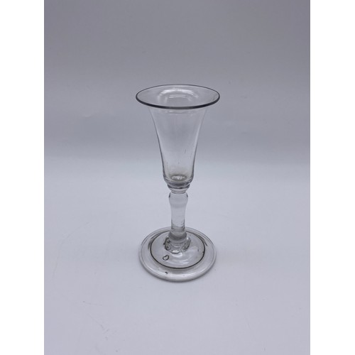 873 - 18TH CENTURY KNOPPED STEM CORDIAL GLASS