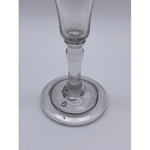 873 - 18TH CENTURY KNOPPED STEM CORDIAL GLASS