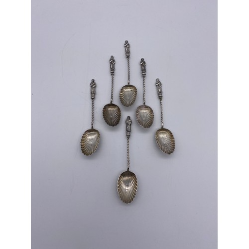 419 - SET OF SIX BIRMINGHAM SILVER APOSTLE TEA SPOONS 1.4 OZ APPROX