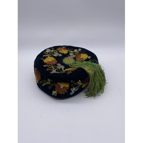 786 - VICTORIAN BLACK VELVET EMBROIDERED GENTLEMAN’S SMOKING CAP