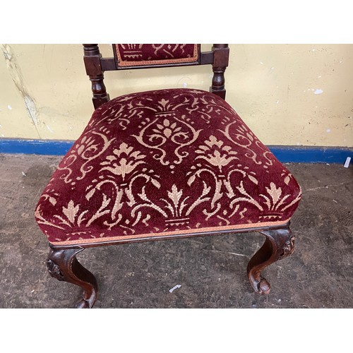 117 - VICTORIAN MAHOGANY BARLEY TWIST UPHOLSTERED NURSING CHAIR