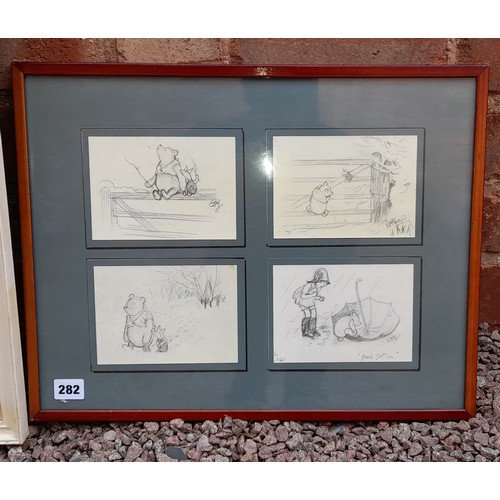 282 - COLLAGE OF FOUR ERNEST SHEPHERD FACSIMILE SKETCHES FOR WINNIE THE POOH