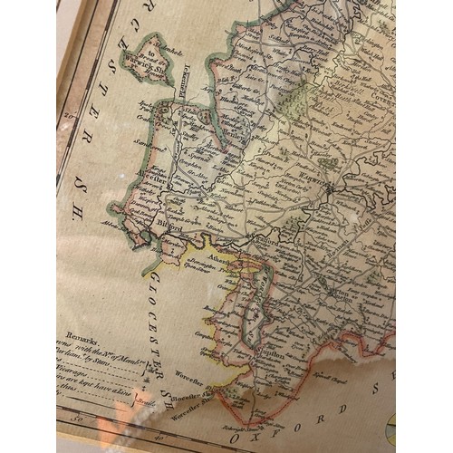 263 - FACSIMILE MAP OF WARWICKSHIRE FRAMED AND GLAZED