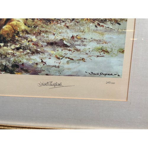 243 - DAVID SHEPHERD PRINT INDIAN SIESTA 249/1300 SIGNED IN PENCIL WITH INVOICE FRAMED AND GLAZED