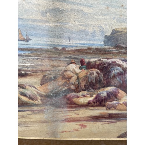 265 - F. MERCERL WATER COLOUR FIGURES IN A BEACH LANDSCAPE