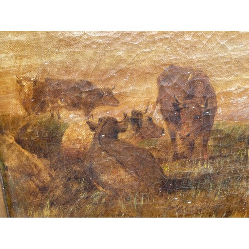 266 - DL COO OILS ON CANVAS CATTLE IN HIGHLAND LANDSCAPE