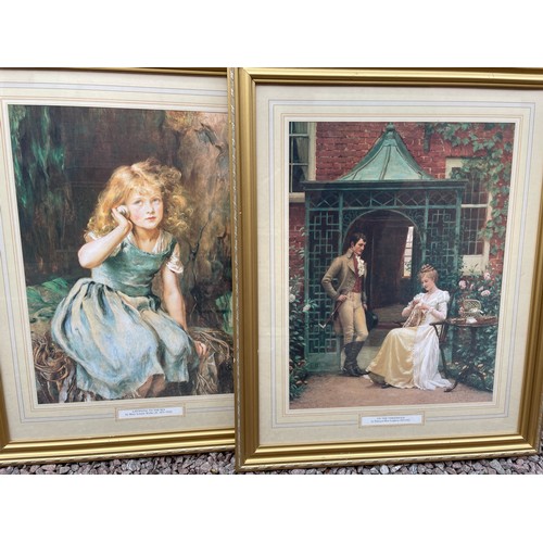 262 - THREE VICTORIAN GENRE SCENE PRINTS AFTER PAINTINGS FRAMED AND GLAZED AND A PRINT OF A HERDSMAN ON A ... 