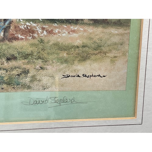 255 - DAVID SHEPHERD LITHOGRAPGIC PRINT PLOUGH TEAM SIGNED IN PENCIL WITH BLIND STAMP FRAMED AND GLAZED