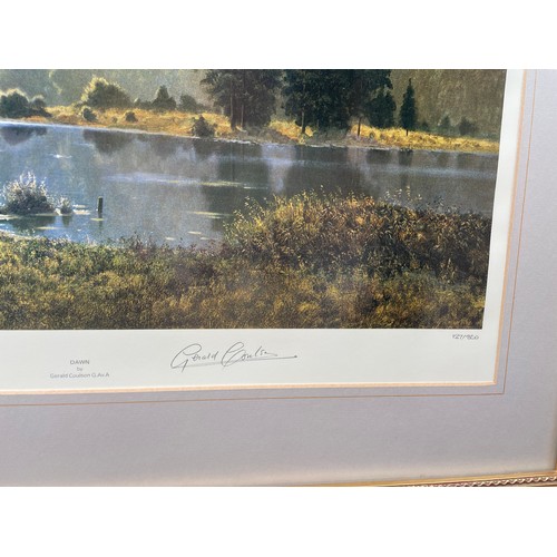 247 - GERALD COULSON LITHOGRAPHIC PRINTS - DAWN 127/850 AND DUSK 131/850 BOTH SIGNED IN PENCIL FRAMED AND ... 