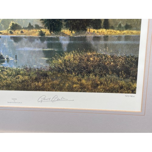 247 - GERALD COULSON LITHOGRAPHIC PRINTS - DAWN 127/850 AND DUSK 131/850 BOTH SIGNED IN PENCIL FRAMED AND ... 