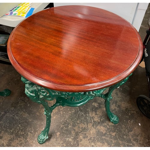 172 - GREEN PAINTED CAST IRON BRITANNIA BASED CIRCULAR PUB TABLE