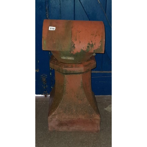 210 - OCTAGONAL TERRACOTTA CHIMNEY POT WITH COWL