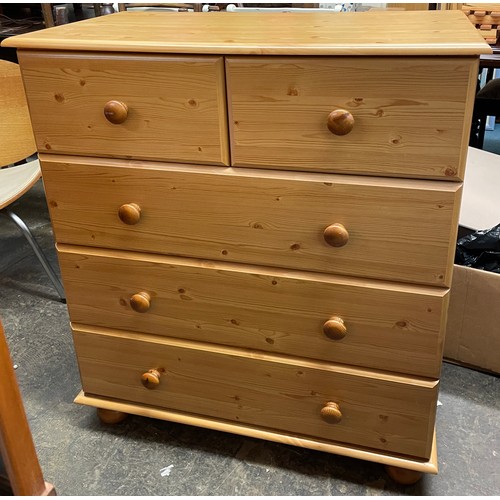 86 - PINE EFFECT TWO OVER THREE DRAWER CHEST