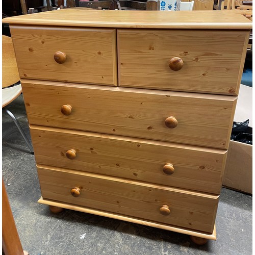 86 - PINE EFFECT TWO OVER THREE DRAWER CHEST