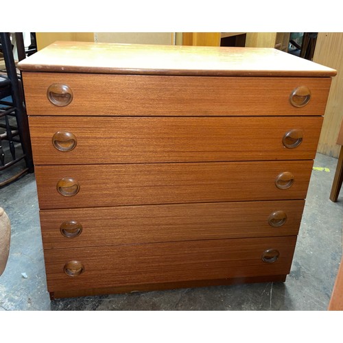 84 - TEAK FIVE DRAWER CHEST