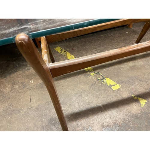 92 - 1970S TEAK FRAMED GLASS TOP COFFEE TABLE