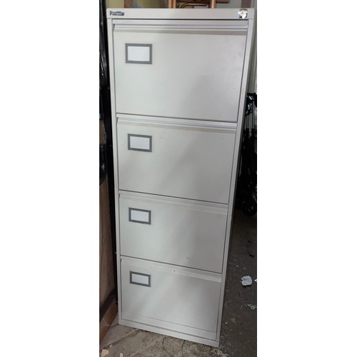 76 - PUNCHLINE LIGHT GREY METAL FOUR DRAWER FILING CABINET