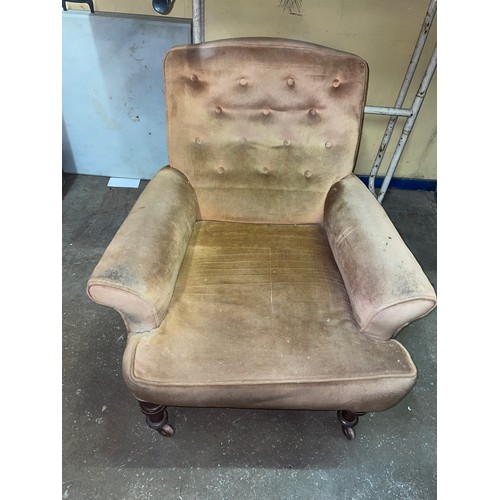 130 - VICTORAIN UPHOLSTERED GENTLEMANS ARMCHAIR