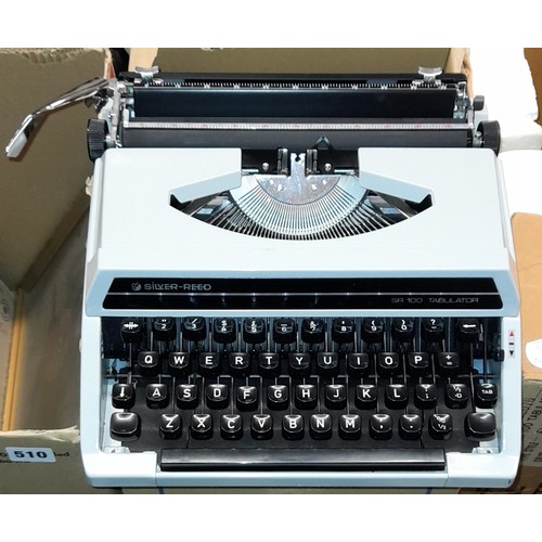 507 - BOXED SILVER REED PORTABLE MANUAL TYPEWRITER