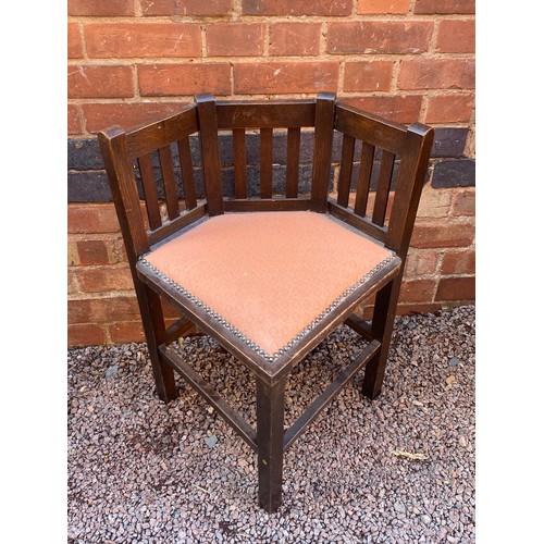 62 - PAIR OF OAK SLATTED CORNER CHAIRS