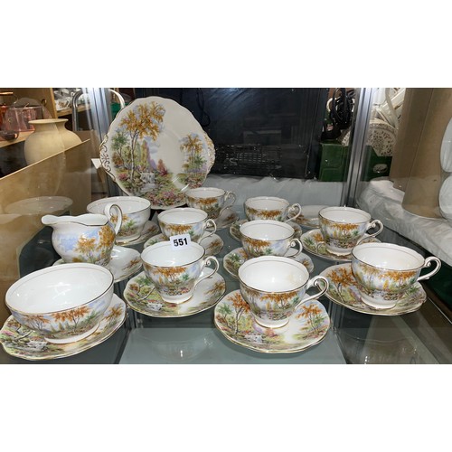 551 - ROYAL STANDARD FINE BONE CHINA THE OLD MILL STREAM TEASET