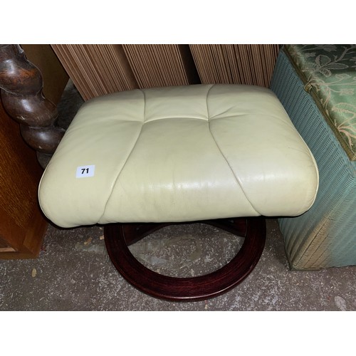 71 - CREAM LEATHER STRESSLESS LEATHER FOOTSTOOL