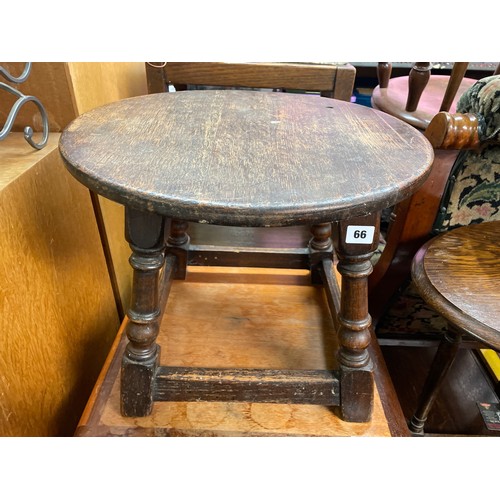 66 - OAK JACOBEAN STYLE CIRCULAR LOW TABLE