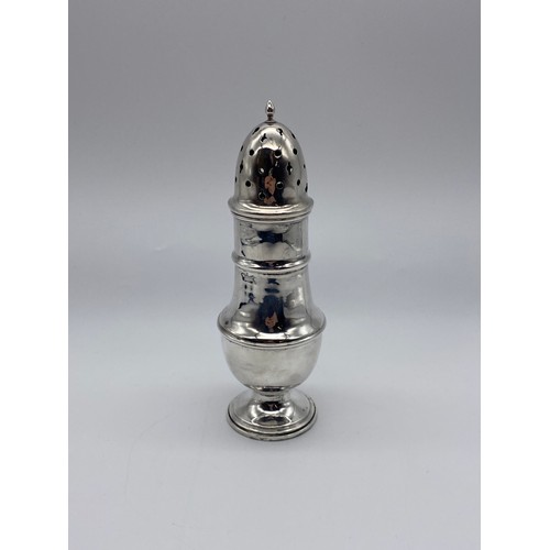 461 - LONDON SILVER BALUSTER GIRDLED GEORGIAN STYLE SIFTER 4.4OZ