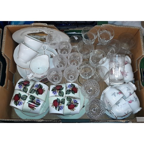 538 - CARTON - BONE CHINA ROYAL ALBERT TEASET, GLASSWARE