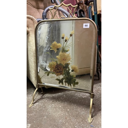 68 - BRASS FRAMED PAINTED MIRRORED FIRE SCREEN