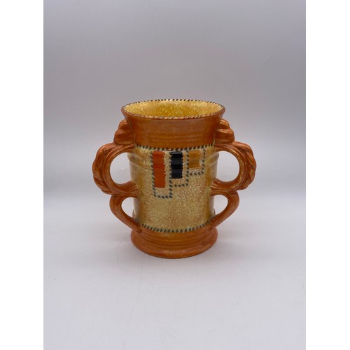 550 - CHARLOTTE RHEAD CROWN DUCAL ORANGE AND MOTTLED RIBBED TYG VASE