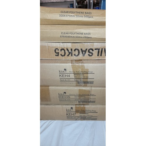 565 - SIX BOXES OF VARIOUS SIZE CLEAR POLY BAGS