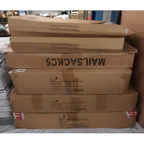 565 - SIX BOXES OF VARIOUS SIZE CLEAR POLY BAGS