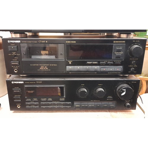 572 - PIONEER SEPERATES STEREO RECIEVER, CASSETTE DECK AND COMPACT DISC PLAYER