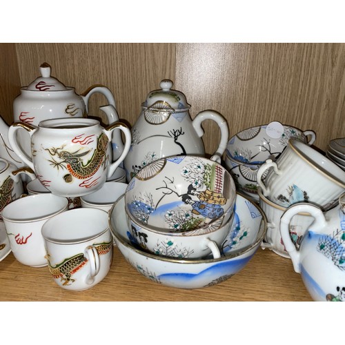 309 - SHELF OF ORIENTAL EGGSHELL PORCELAIN TEAWRAES