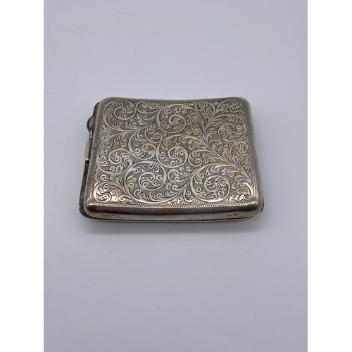 451 - BIRMINGHAM ENGRAVED CONVEX CIGARETTE CASE (HINGE AS FOUND) 4.6OZ