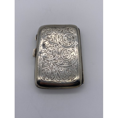 452 - BIRMINGHAM SILVER CIGARETTE CASE ENGRAVED WITH A.H MONOGRAM A/F 2.1OZ APPROX