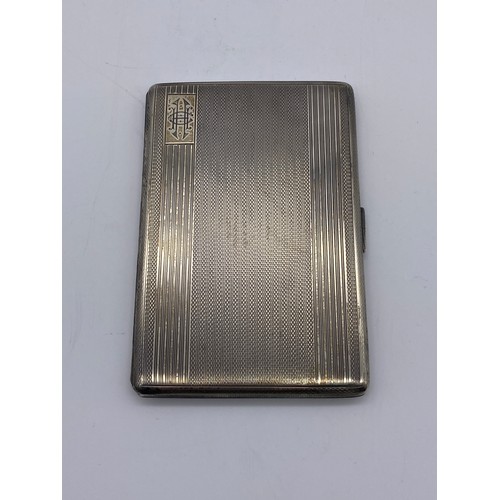 450 - BIRMINGHAM SILVER CIGARETTE CASE WITH ENGINE TURNED DECORATION 7.4OZ