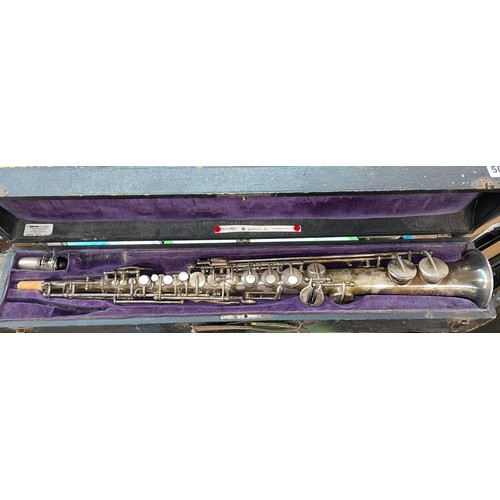 598A - CASED SELMER MODELE 22 STRAIGHT SOPRANO SAXOPHONE SERIEL NUMBER 2785 CIRCA 1924 (UP TO Eb ONLY NO TO...