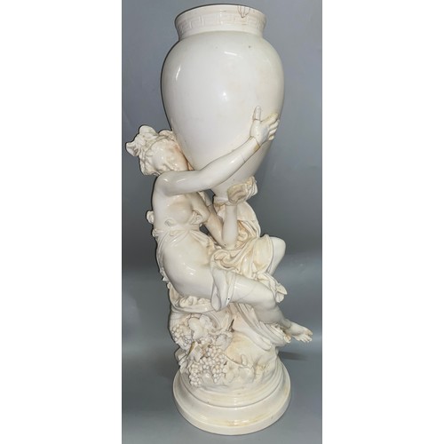 502 - BLANC DE CHINE CLASSICAL FEMALE FIGURAL OVOID VASE A/F