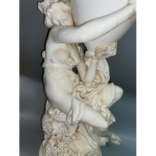 502 - BLANC DE CHINE CLASSICAL FEMALE FIGURAL OVOID VASE A/F