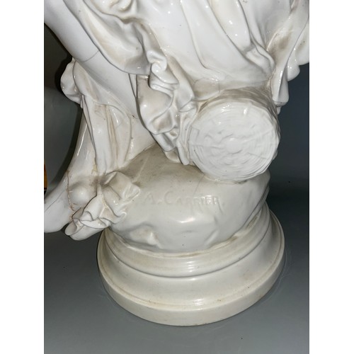 502 - BLANC DE CHINE CLASSICAL FEMALE FIGURAL OVOID VASE A/F